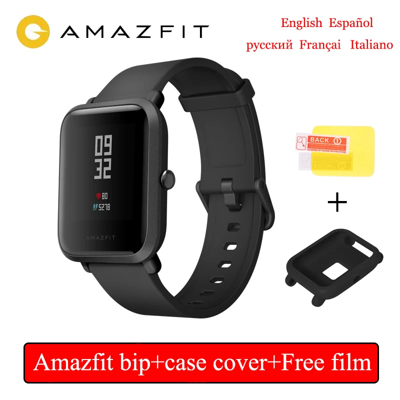 Международная версия Amazfit Bip Смарт часы Huami gps Smartwatch Android iOS 45 дней батарея IP68 - Цвет: Black-case caver