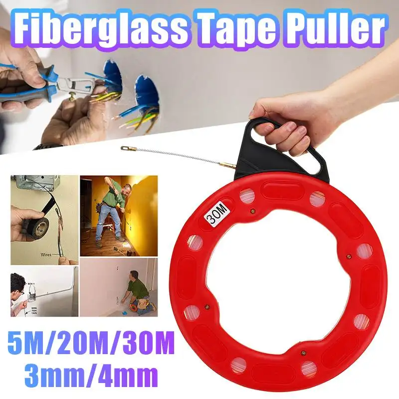 20/30M Fiberglass Fish Tape Reel Puller Flexible Nylon Conduit Conduit