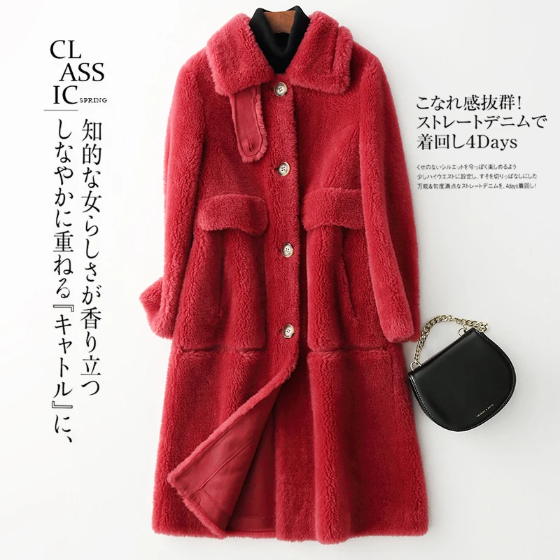 

Warm Real Fur Coat Female 100% Wool Jacket Sheep Shearling Fur Autumn Winter Jacket Women Wool Coats Chaqueta Mujer Hiver 1953