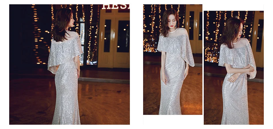 Это YiiYa вечернее платье с длинным круглым вырезом размера плюс Robe De Soiree K137 элегантного размера плюс Русалка для женщин платья для вечеринок