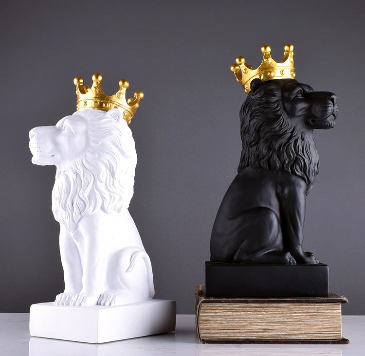Абстрактная скульптура льва из смолы, корона, статуя льва, ремесленные украшения, король льва, модель, аксессуары для украшения дома, подарки D077