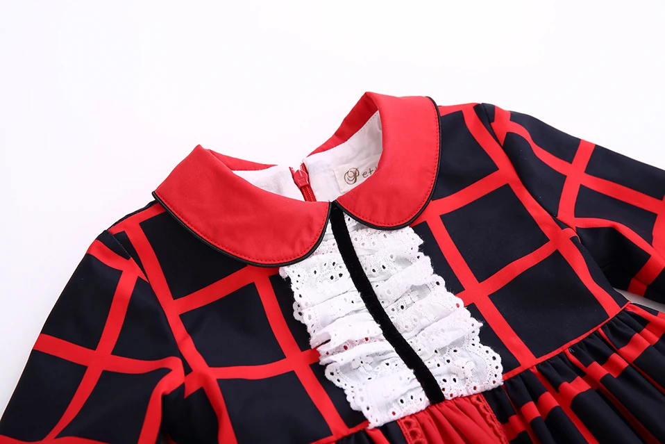 Cutestyle/осенний комплект одежды с отложным воротником для маленьких девочек, детские костюмы из искусственного меха в красную клетку топ с бантом+ красные штаны из полипропилена EG-DMCS107-B357