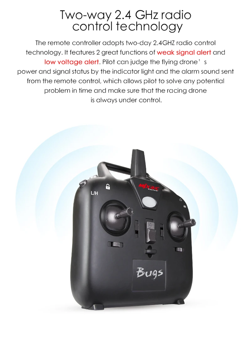 MJX Bugs 6 B6 2,4 GHz 4CH 6 Axis Gyro предварительно Собранный RTF гоночный Дрон высокоскоростной 1806 1800KV мотор бесщеточный Радиоуправляемый квадрокоптер