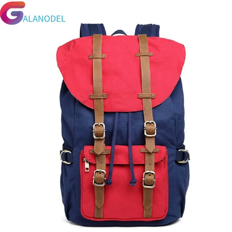 

Men Korea M270 Capacity Canvas Leather Backpack for Teenager Multifunction Travel Schoolbags Laptop&computer Michila Bookbags