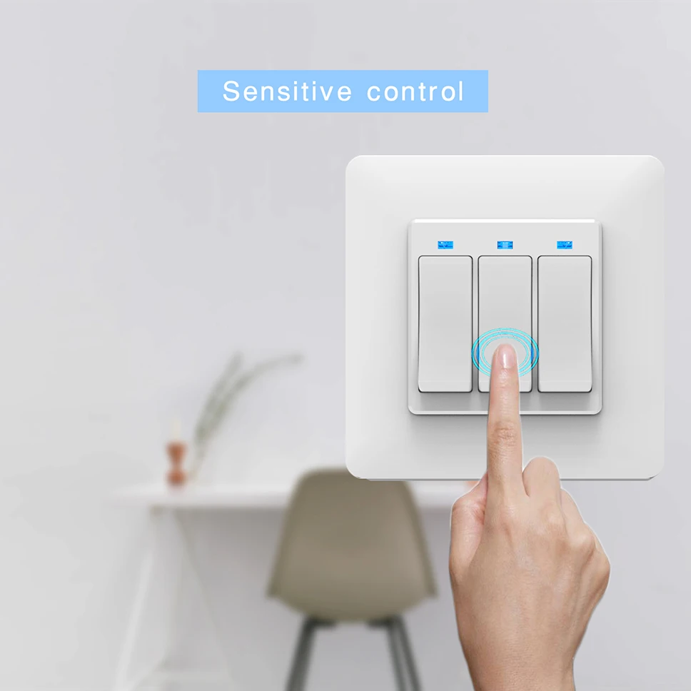 ZUCZUG Rocker Switch Smart LED Light Wall Switch Alexa Google Home Voice Control Touch Light Switch WIFI Light Smart Switch