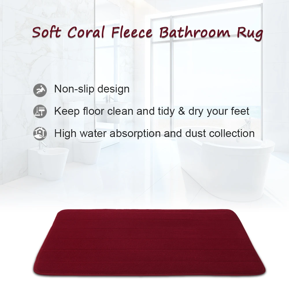 

50 * 80cm Bath Mat Rectangular Coral Fleece Bathroom Rug Water Absorbent Shaggy Shower Mat Bathmat Bath Toilet Floor Rug Coffee