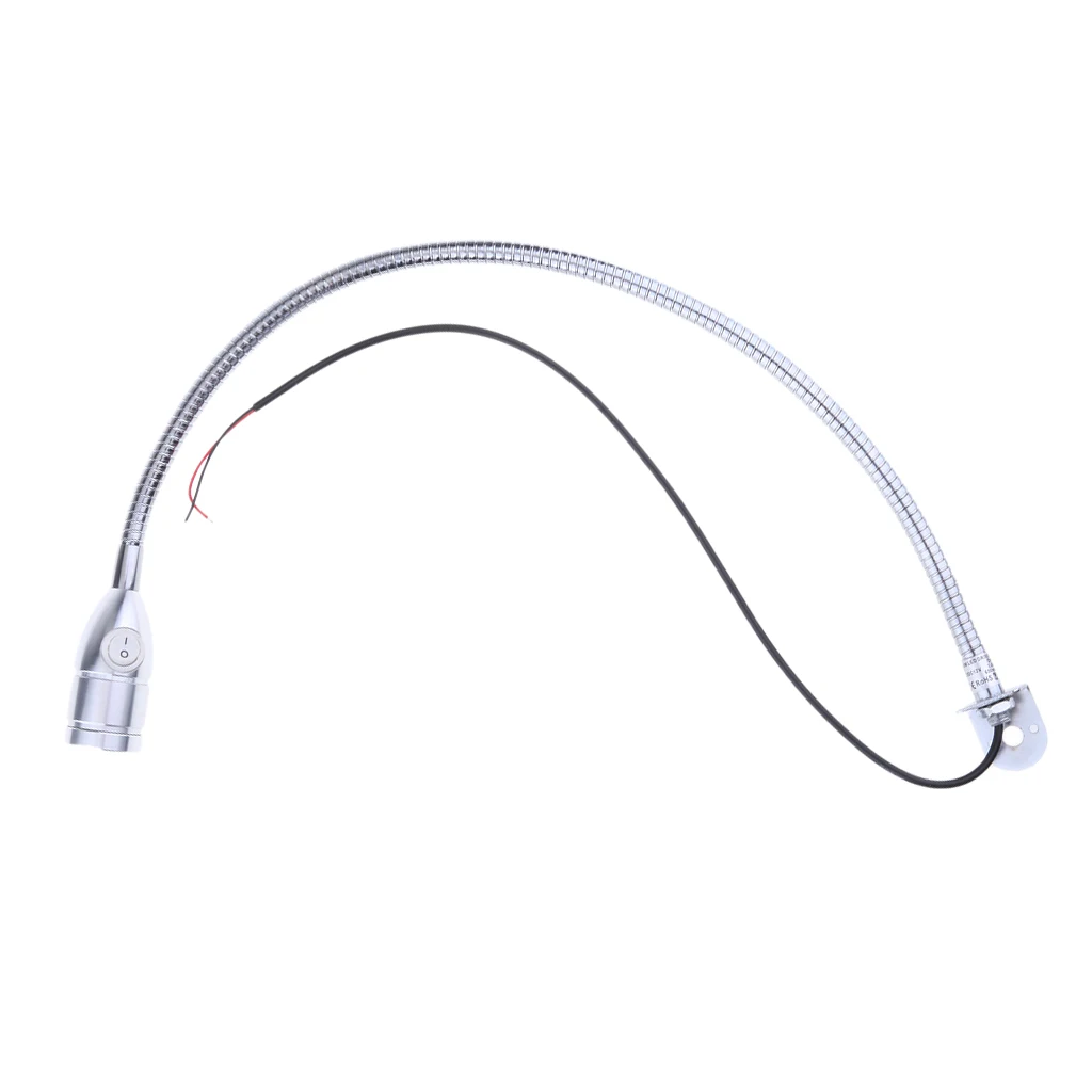 3W Marine Boat Camper Motorhome Gooseneck Flexible Bedside Reading Light Wall/Headboard Mounted LED Switch Lamp