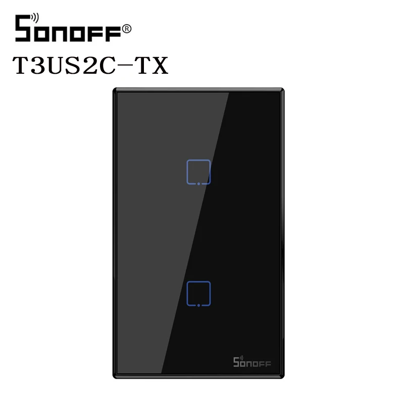 T3 US 2C SONOFF T2/T3 US TX Basic Smart Wifi сенсорный настенный выключатель света с рамкой умный дом 433 RF/Voice/APP Управление работает с Alexa - Комплект: T3 US 2C