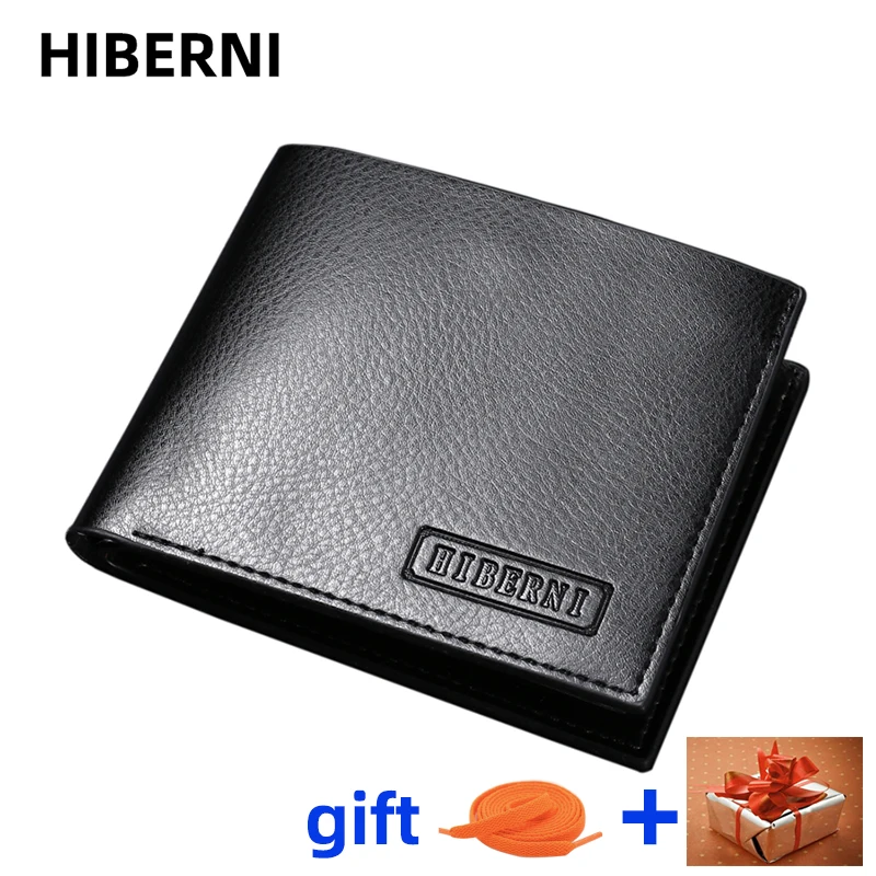 

Men's Short Leather Wallet Black Brown Premium PU Material Wallet Zipper Coin Wallet Coin with Credit Card Holder Brand HIBERNI