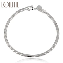 DOTEFFIL 925 Sterling Silver 3mm Snake Chain Bracelet For Women Fashion Wedding Engagement Party Charm Jewelry DOTEFFIL 925 Sterling Silver 3mm Snake Chain Bracelet For Women Fashion Wedding Engagement Party Charm Jewelry