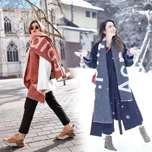 Шарф для осени и зимы в Америке, импортные товары, чистый цвет, Буквенный логотип шарф, кашемировый шарф шаль