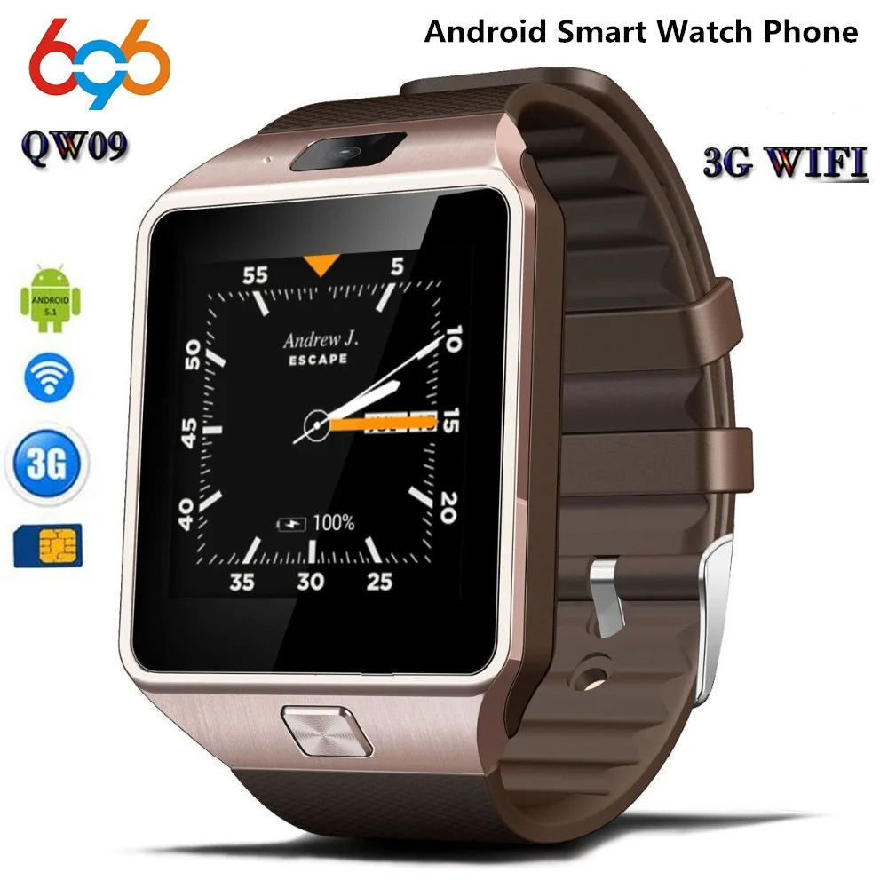 

696 QW09 Smart Watch Android 4.4 3G WIFI 512MB/4GB Bluetooth 4.0 Real-Pedometer SIM Card Call Smartwatch Men Women PK DZ09