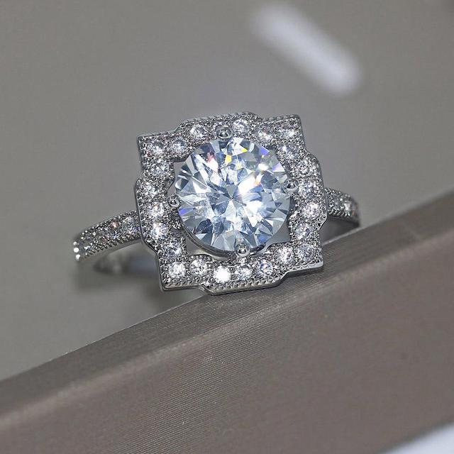 Diamond Rings For Women Zircon Charms Bridal White Gold Engagement Promise Ring Trendy Korean Marriage Jewelry Wholesale