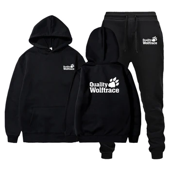 

Autumn Winter Men's Suit Pportswear Wolf trace Fashion Pattern Printing Design Casual Boutique Two-piece Running Clothing