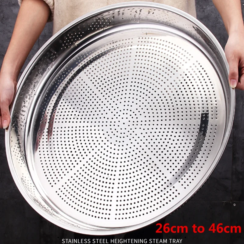 Thickened Stainless Steel Leak Colander Plate Round Hole Tray Deep