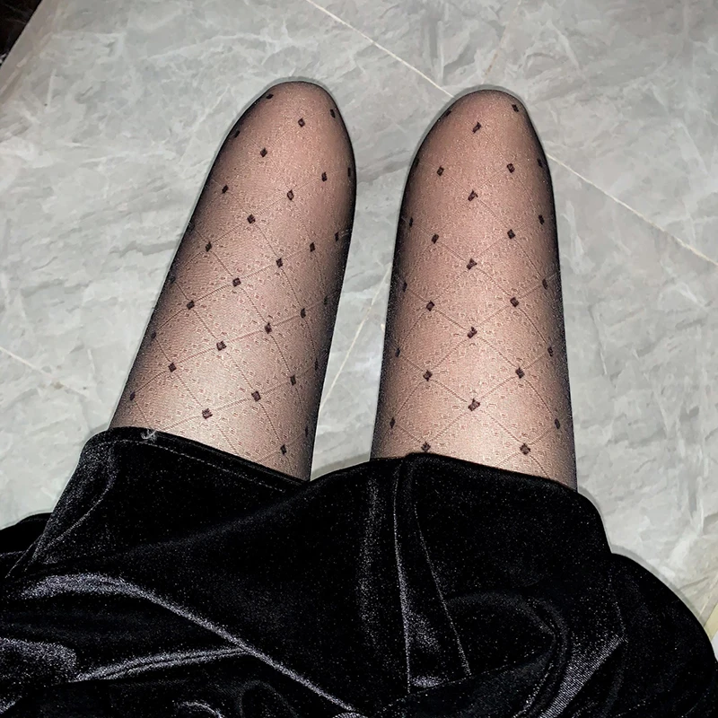 Sexy Women Pantyhose Tights Seamless Mesh Fishnet Nylon Polka Dot Print Tight Summer Stocking Female Hosiery women's Sock Pants