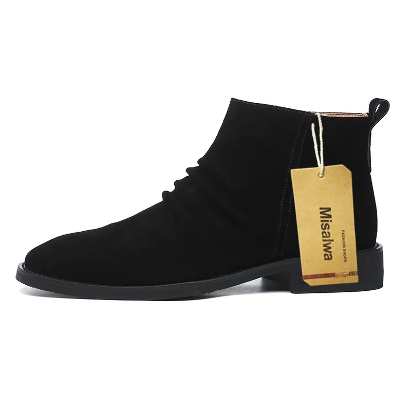 Skup Misalwa chelsea Boots męska styl Vintage zamek botki zamszowe mężczyźni jesień zima suknia ślubna buty Botas Hombre
