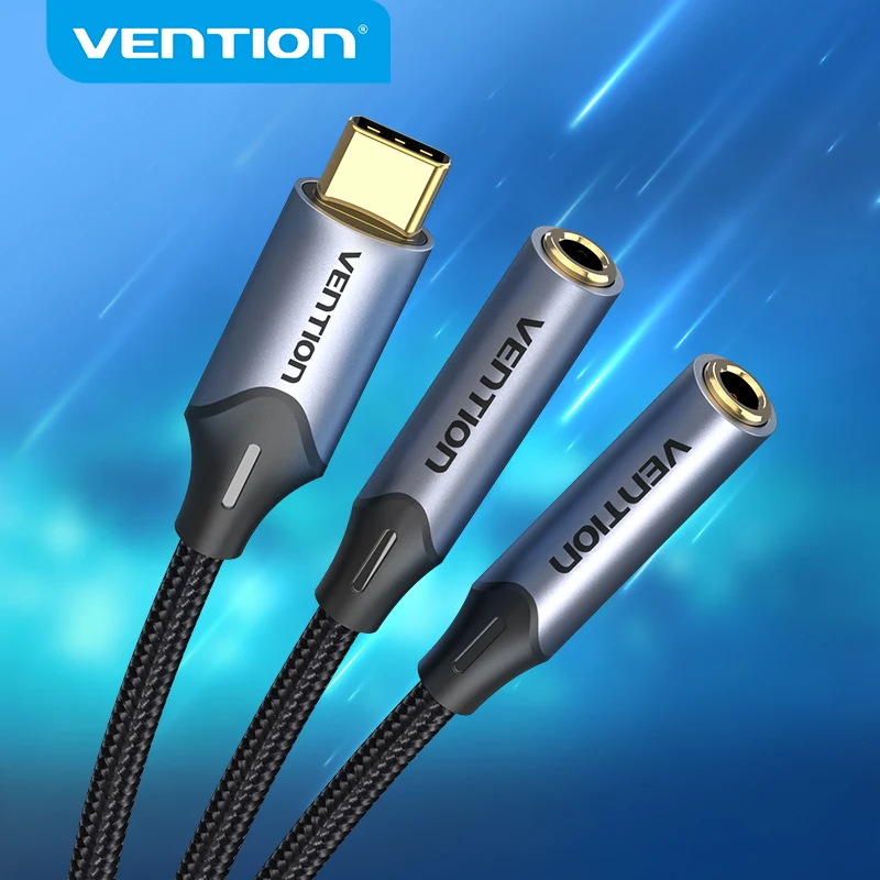 Vention Type C à Double 3.5 Jack USB C À 3.5mm Aux Double Écouteurs Adaptateur Audio Pour USB-C TABLETTE Téléphone Portable Jack 3 5 câble