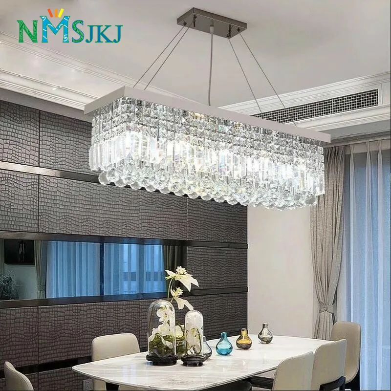 

Modern Crystal Chandelier Rectangular LED Crystal Light Restaurant Chandeliers Bar Chandelier Light Fixtures