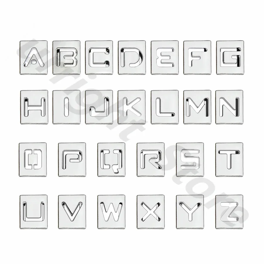 8mm-铬色方形镂空字母-组合