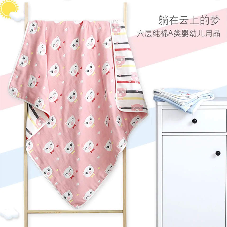 Детское Хлопковое одеяло, 6 слоев марли, весенне-осенние вещи для пеленки для новорожденных, детское одеяло, мягкий шарф, одеяло, постельные принадлежности для детей