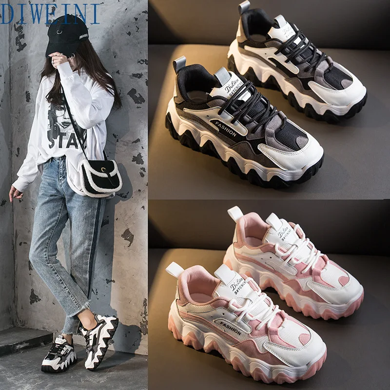 

DIWEINI New Sneakers Women Fashion Platform Shoes Basket Femme Vulcanize Shoes Womens Casual Krassovki Female Trainers Dad Shoes