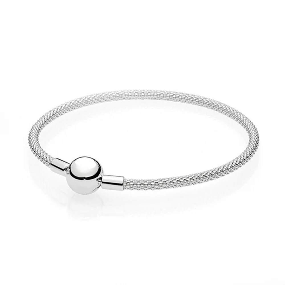

100% 925 Original Sterling Silver Mesh Bracelet & Bangles Gor Women The Latest Version Para As Mulheres Menina Pulseira