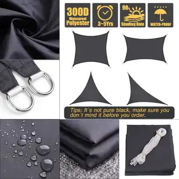 

All Size Balck 300D Sun Shade Sail Home Outdoor Garden Waterproof Canopy Patio Plant Cover UV Block Awning Decoration Sun shade