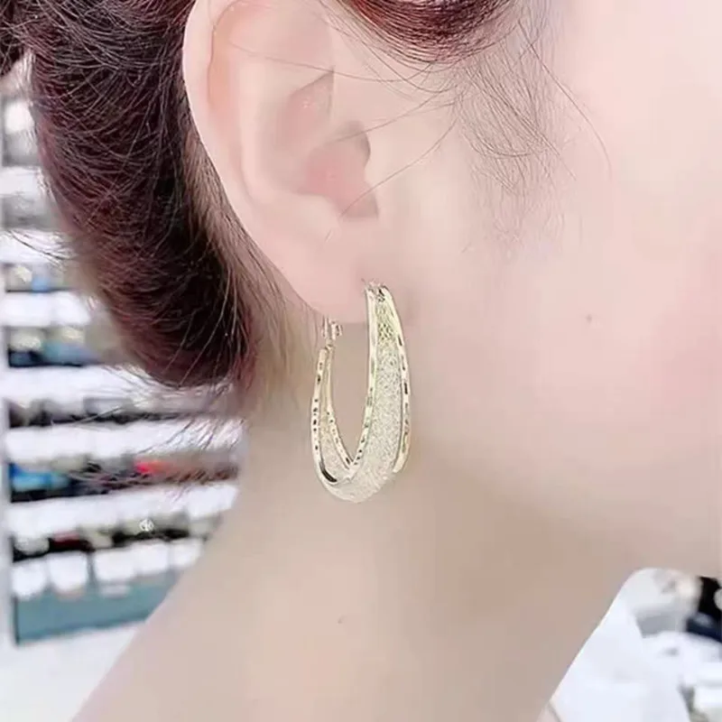 925 silver needle ear rings 24K gold plated earrings Women earrings Hollow out earrings Fashionable personalized ear stud