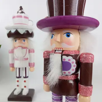 

1PC Wooden Cake Nutcracker Doll Soldier Miniature Figurines Vintage Handcraft Puppet New Year Christmas Ornaments Home Decor