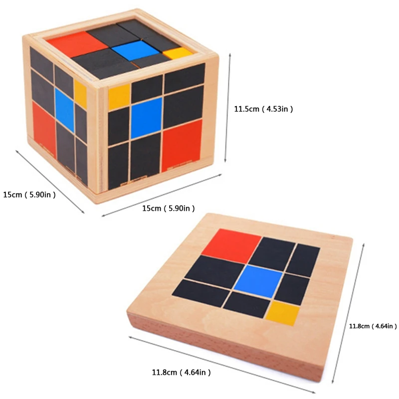 Early Learning Educational Toys Montessori Wooden Trinomial Cube for Toddlers 24BE