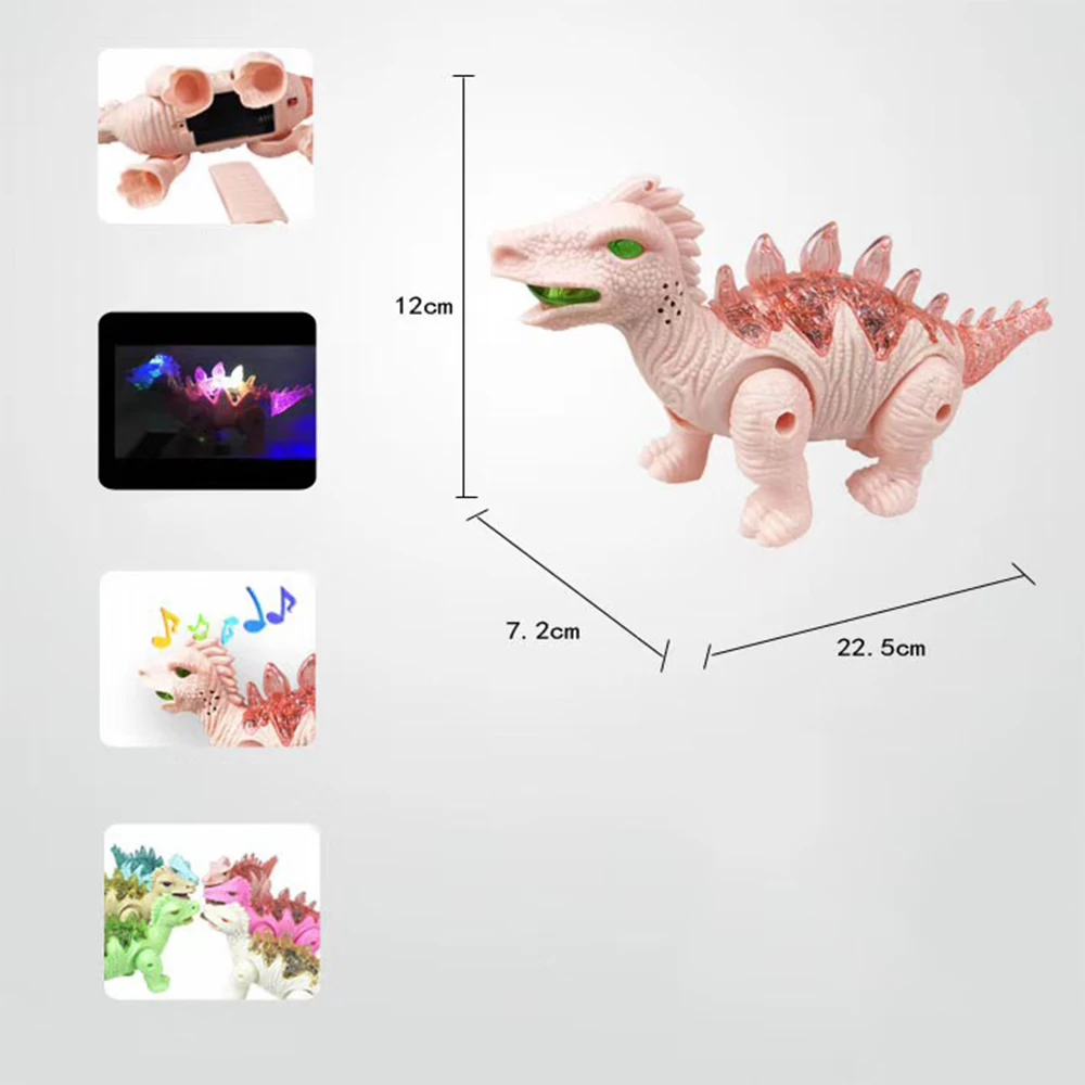 Dinosaur Model Plastic Simulation Electric Walking Sound Light Rc Colorful Toy Funny Animal Game Kids Christmas Gift Sozzy