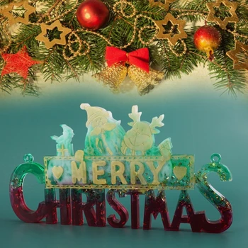 

Crystal Epoxy Resin Mold Christmas Letters Listed Decor Pendant Silicone Mould A2UA