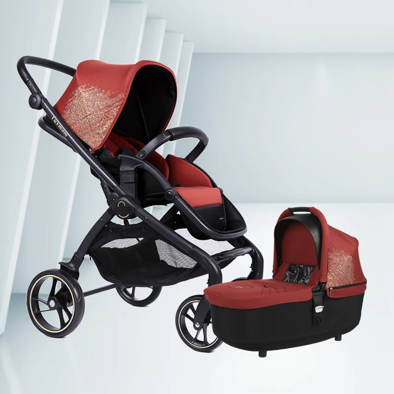 LUXMOM Коляска детская прогулочная коляски для ребенка,можно сложить,автокресло, стиль,Русский склад.K92 - Цвет: Red-2in1