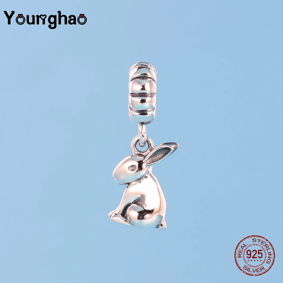 t-bd-2789-silver Younghao Настоящее 925 пробы Серебряное кольцо Сумочка поросенок Кролик Форма Pulsera милые животные Бусины Подходит Pandora браслет хорошее ювелирное изделие - Цвет: t-bd-2789-silver