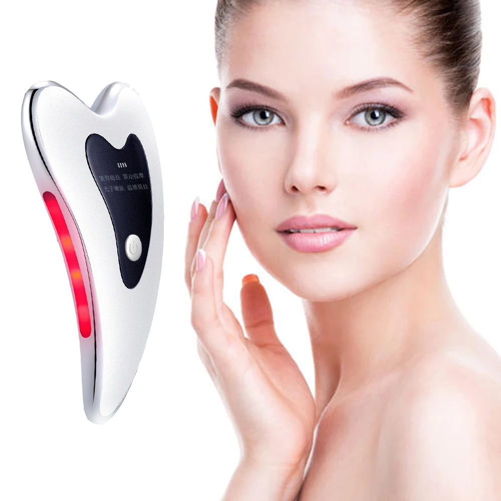 Electric Gua Sha Board Red Blue Light Therapy Scraping Plate Face