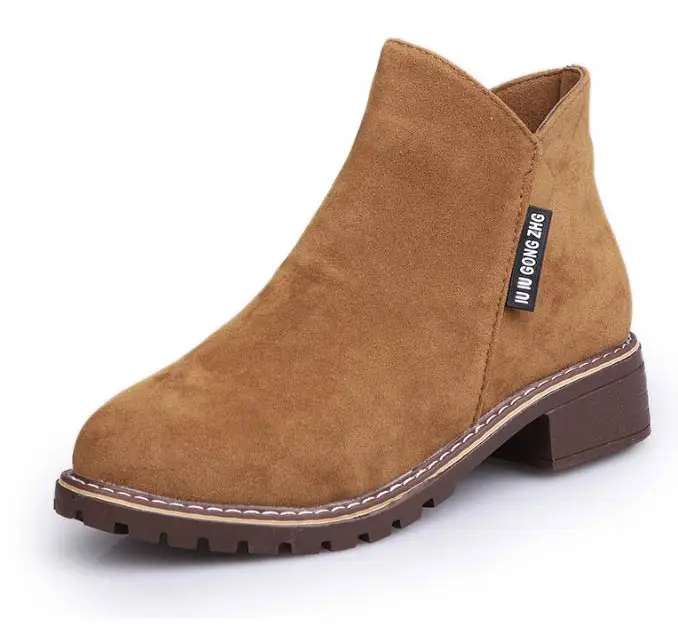 Winter boots women sneakers square heel casual shoes woman 2019 fashion side zipper solid adult women ankle boots women shoes (17)