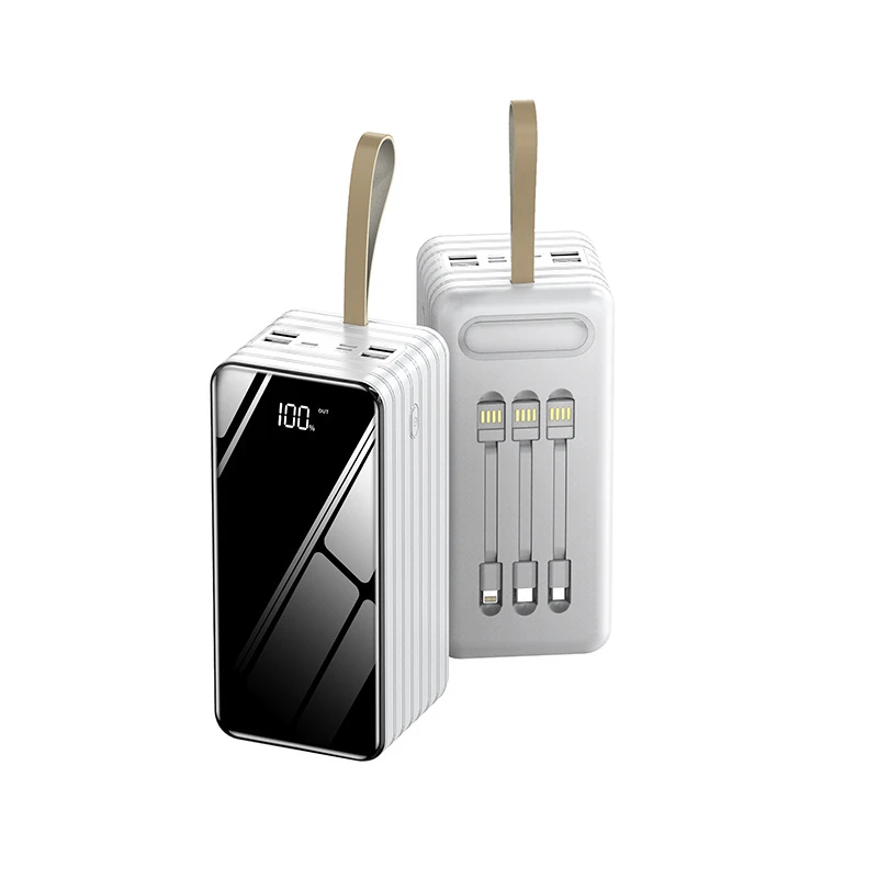 80000 мАч Power Bank Встроенный кабель портативное зарядное устройство внешний