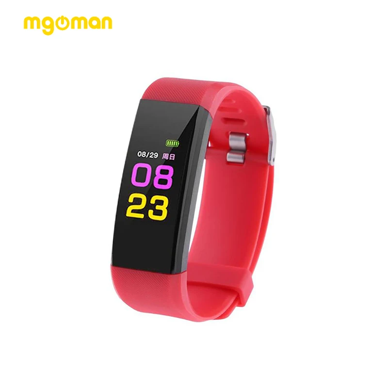 Mgoman 115 Смарт-часы с Bluetooth, монитор сердечного ритма, Смарт-часы, фитнес-трекер, браслет, водонепроницаемый смарт-браслет 115 - Цвет: Red no box