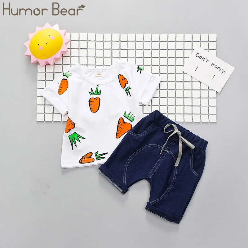 Humor Bear/ г. Летние детские комплекты одежды для маленьких мальчиков; детская футболка без рукавов из 2 предметов; костюмы для малышей; камуфляжные шорты; детская одежда - Цвет: white BZ329J01