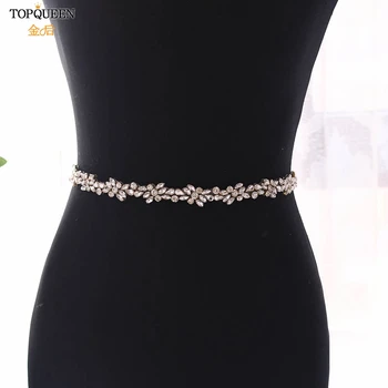 

TOPQUEEN Bridal Belt Rhinestone Belts Bridal Sash Gold Wedding Belt Gold Rhinestone Belt for Women Bridal Gown Sashes S437-G