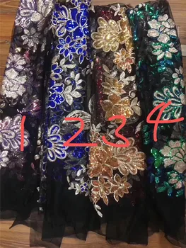 

Pretty big flowers sequins tulle embroidery french net lace fabric BZL-8.0513 with sequins for party dress