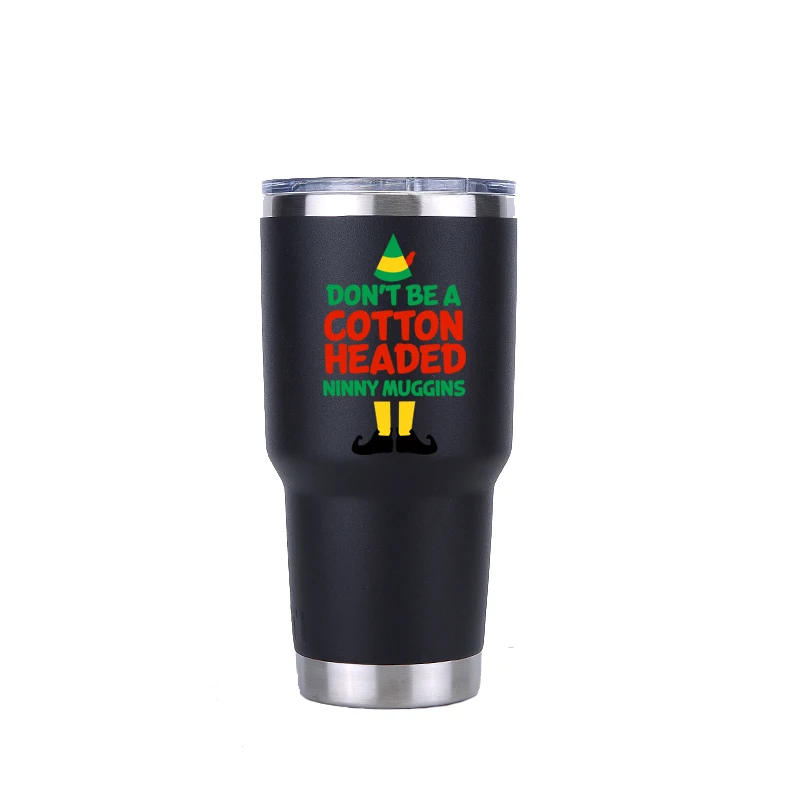 30 oz black Рождественская 20 унций тумблер дорожная Автомобильная кружка с двойными стенками Изолированная вакуумная фляжка из нержавеющей стали Термос водяное бутылочное пиво кофейная чашка - Цвет: 30 oz black