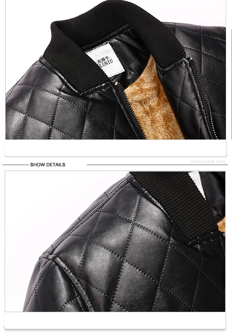 Новая мотоциклетная кожаная куртка Мужская Уличная мужская деловая флисовая Кожаная Куртка jaqueta de couro masculina американский размер M~ XXL