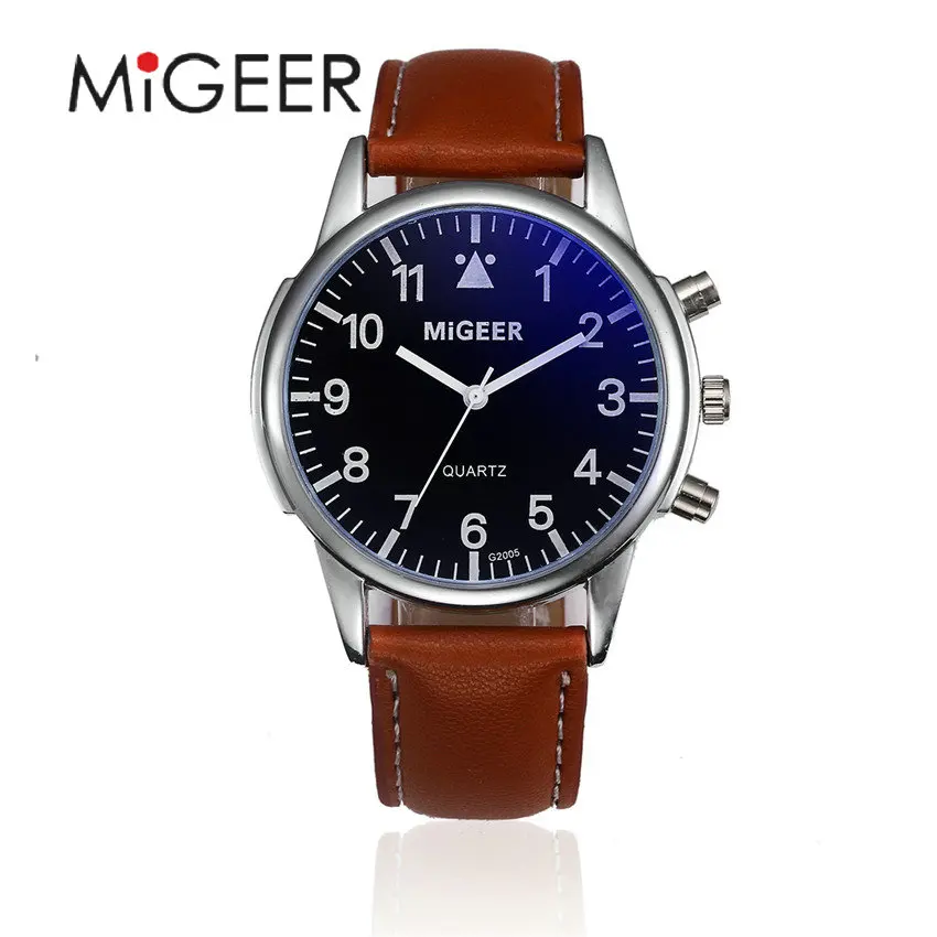 

Fashion Casual Men's Watch MIGEER Brand Quartz Clock Leather Band Men Watches Brown Clock Sport Watches relojes hombre