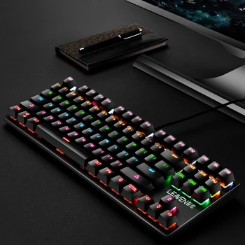 

Mechanical Keyboard 87 keys Blue Switch Gaming Keyboards for Tablet Desktop Gaming Mechanical Keyboard Backlit LED USB