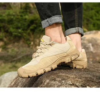 

Outdoor Men Hiking Shoes Waterproof Desert Training Sneakers Anti-Slip Trekking big plus size 38-46 canvas Tactical footwear
