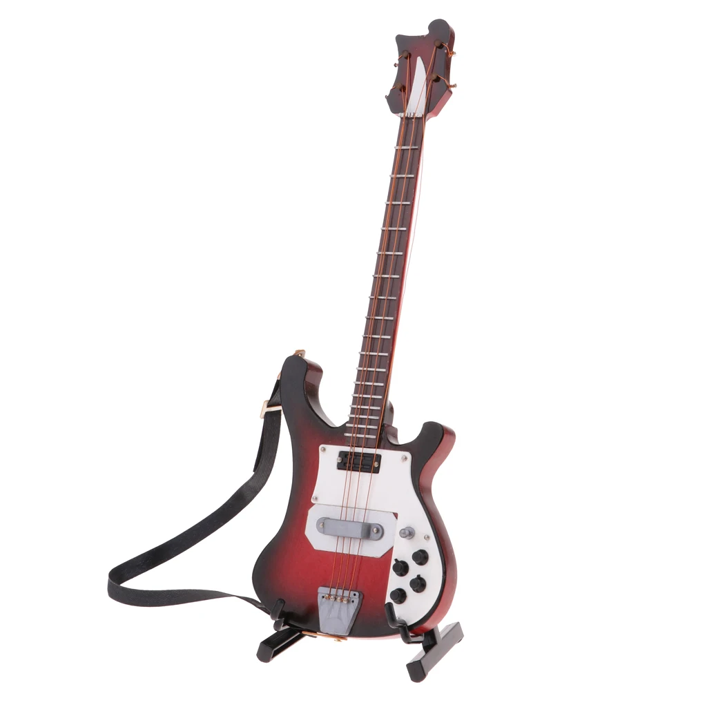 1/6 Delicate Wooden Electric Bass Musical Instrument for Action Figures