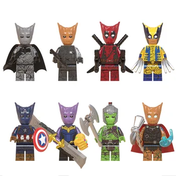 

DISNEY MARVEL Avengers Building Blocks Bricks Anime Deadpool Thanos Groot Action Figures Christmas Gift Toys for Boys Girls 8Pcs