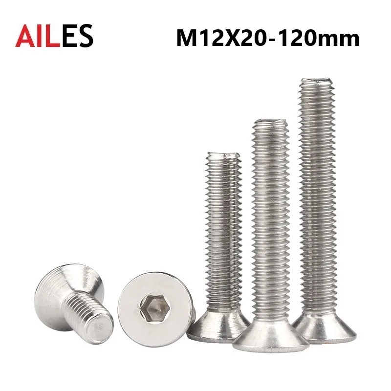

M12 потайные шестигранные гнездовые болты 12 мм x 20 25 30 35 40 75 80 85 90 95 100 120 мм 304 стильные стальные плоские Фотоэлементы